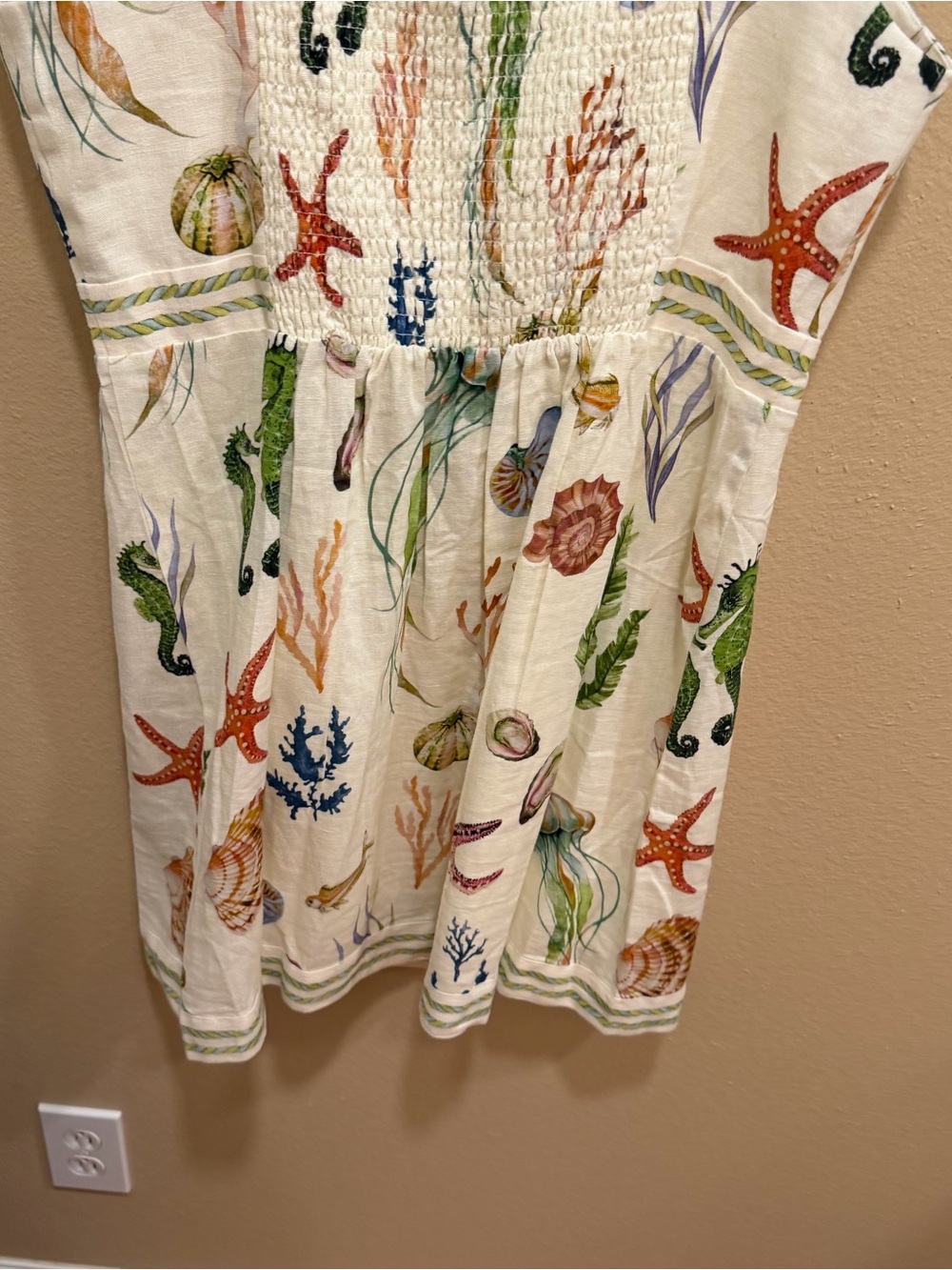Caroline Constas Cream Sundress with Multicolor Sea Motif Large - Picture 5 of 12